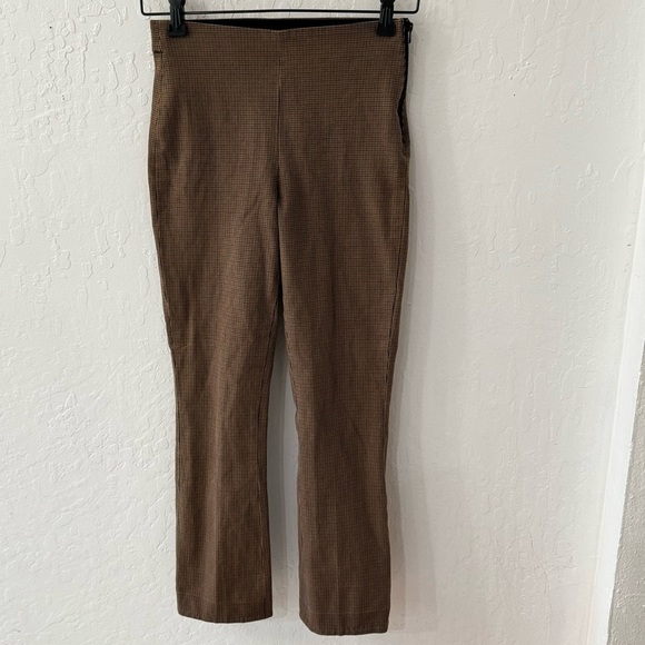 Everlane Side Zip Button Closure Pull On Stretch Coco Plaid Ankle Crop Pant 00 - Picture 3 of 15